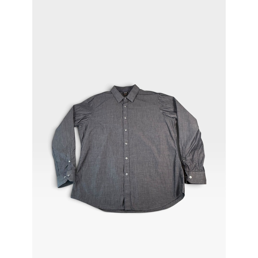 Apt 9 Mens XL Slim Fit Long Sleeve Button Down Shirt Charcoal Gray Textured